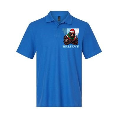 Bigfoot Believe In Christmas Sasquatch Funny Xmas Gift Softstyle Adult Sport Polo