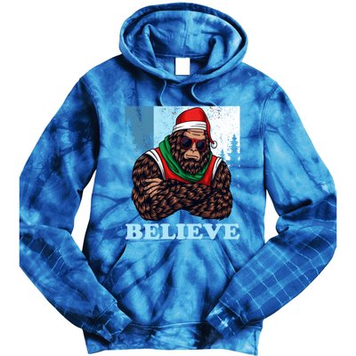 Bigfoot Believe In Christmas Sasquatch Funny Xmas Gift Tie Dye Hoodie