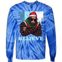 Bigfoot Believe In Christmas Sasquatch Funny Xmas Gift Tie-Dye Long Sleeve Shirt