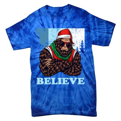 Bigfoot Believe In Christmas Sasquatch Funny Xmas Gift Tie-Dye T-Shirt