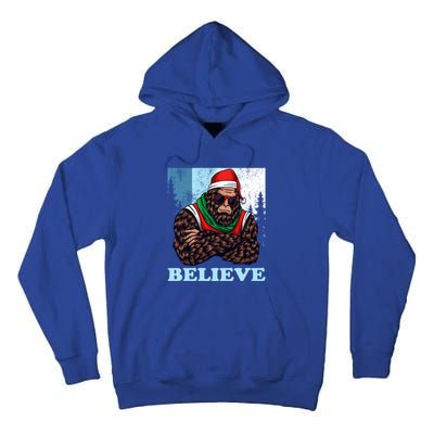 Bigfoot Believe In Christmas Sasquatch Funny Xmas Gift Tall Hoodie