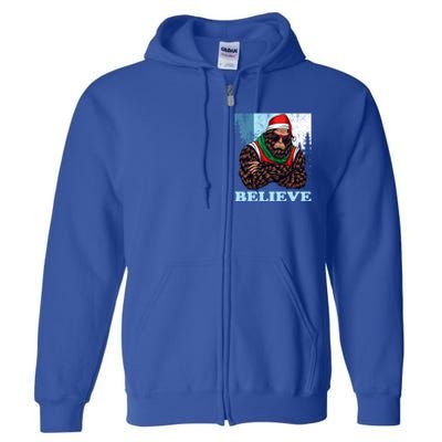 Bigfoot Believe In Christmas Sasquatch Funny Xmas Gift Full Zip Hoodie