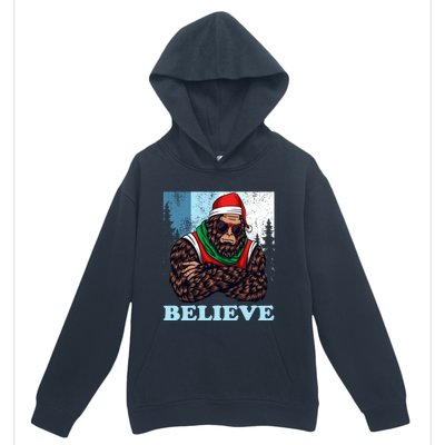 Bigfoot Believe In Christmas Sasquatch Funny Xmas Gift Urban Pullover Hoodie