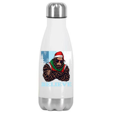 Bigfoot Believe In Christmas Sasquatch Funny Xmas Gift Stainless Steel Insulated Water Bottle