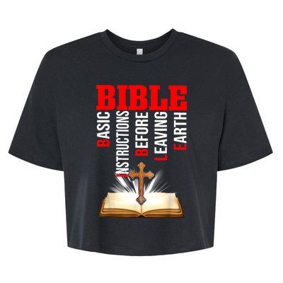 BIBLE Basic Instructions Before Leaving Earth Bella+Canvas Jersey Crop Tee