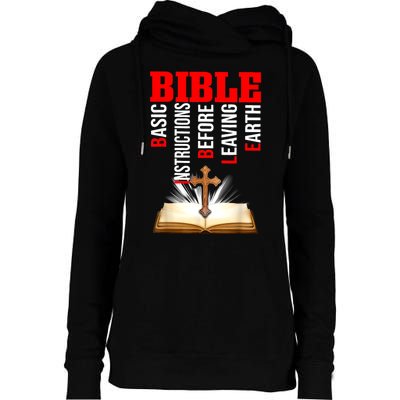 BIBLE Basic Instructions Before Leaving Earth Womens Funnel Neck Pullover Hood