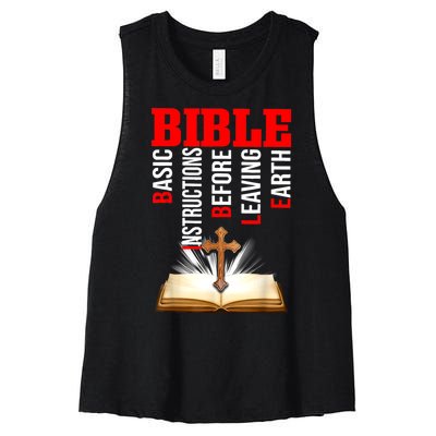 BIBLE Basic Instructions Before Leaving Earth Women's Racerback Cropped Tank