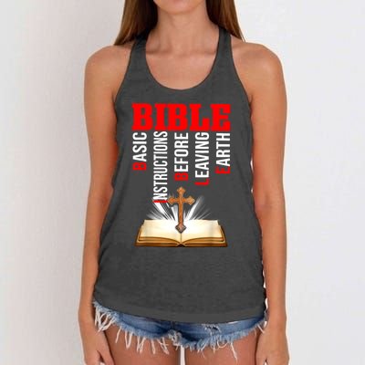 BIBLE Basic Instructions Before Leaving Earth Women's Knotted Racerback Tank