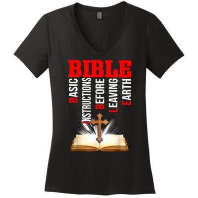 BIBLE Basic Instructions Before Leaving Earth Women's V-Neck T-Shirt