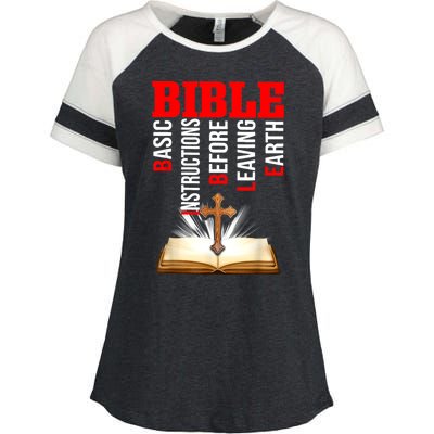 BIBLE Basic Instructions Before Leaving Earth Enza Ladies Jersey Colorblock Tee