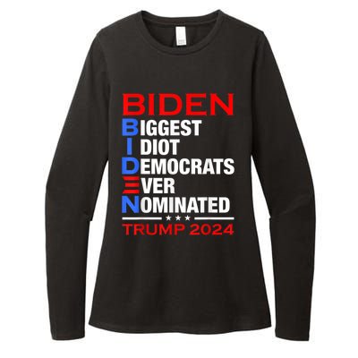 Biden Biggest Idiot Democrats Ever Nominated Trump 2024 Womens CVC Long Sleeve Shirt