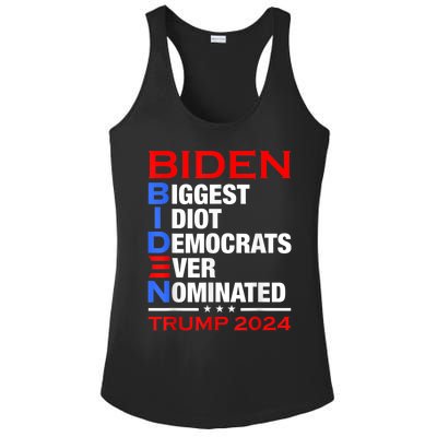 Biden Biggest Idiot Democrats Ever Nominated Trump 2024 Ladies PosiCharge Competitor Racerback Tank