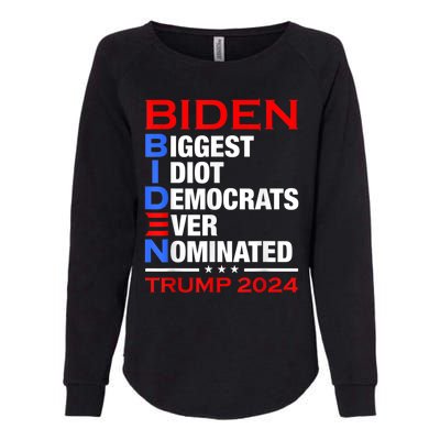 Biden Biggest Idiot Democrats Ever Nominated Trump 2024 Womens California Wash Sweatshirt