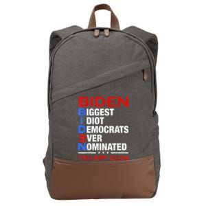 Biden Biggest Idiot Democrats Ever Nominated Trump 2024 Cotton Canvas Backpack