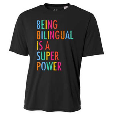 Being Bilingual Is A Superpower Back To School Teacher Cooling Performance Crew T-Shirt