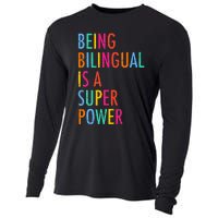 Being Bilingual Is A Superpower Back To School Teacher Cooling Performance Long Sleeve Crew