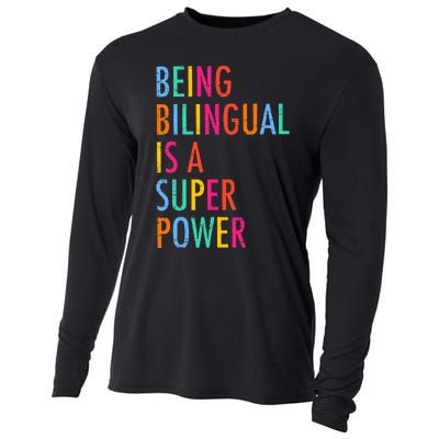 Being Bilingual Is A Superpower Back To School Teacher Cooling Performance Long Sleeve Crew