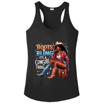 Boots Bling Its A Cowgirl Thing Melanin Rodeo Cowgirl Ladies PosiCharge Competitor Racerback Tank