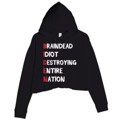 Biden Braindead Idiot Destroying Entire Nation Distressed Funny Gift Crop Fleece Hoodie