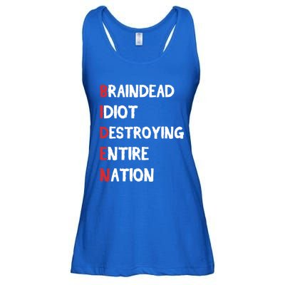 Biden Braindead Idiot Destroying Entire Nation Distressed Funny Gift Ladies Essential Flowy Tank