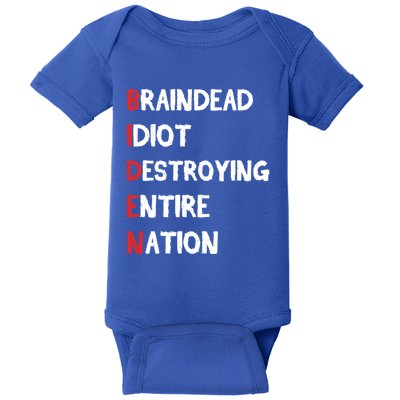 Biden Braindead Idiot Destroying Entire Nation Distressed Funny Gift Baby Bodysuit