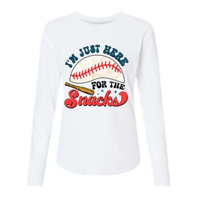 Baseball Brother IM Just Here For The Snacks Womens Cotton Relaxed Long Sleeve T-Shirt