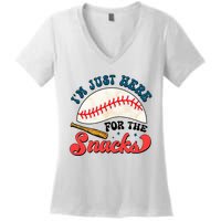 Baseball Brother IM Just Here For The Snacks Women's V-Neck T-Shirt