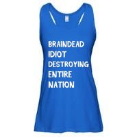 Biden Braindead Idiot Destroying Entire Nation Distressed Gift Ladies Essential Flowy Tank