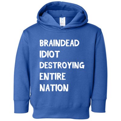 Biden Braindead Idiot Destroying Entire Nation Distressed Gift Toddler Hoodie