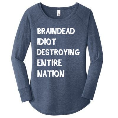 Biden Braindead Idiot Destroying Entire Nation Distressed Gift Women's Perfect Tri Tunic Long Sleeve Shirt