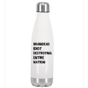 Biden Braindead Idiot Destroying Entire Nation Distressed Gift Stainless Steel Insulated Water Bottle