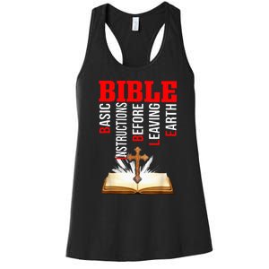 BIBLE Basic Instructions Before Leaving Earth Christian Women's Racerback Tank