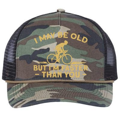 Bicycle Bike I May Be Old But IM Faster Than You Cyclist Retro Rope Trucker Hat Cap