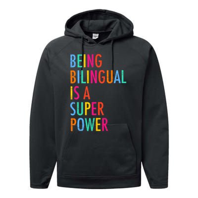 Being Bilingual Is A Superpower Back To School Teacher Performance Fleece Hoodie