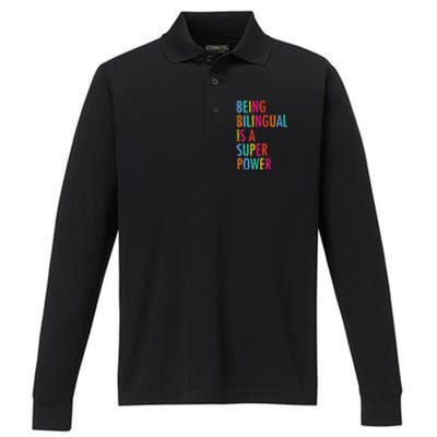 Being Bilingual Is A Superpower Back To School Teacher Performance Long Sleeve Polo