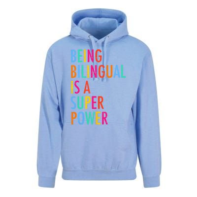 Being Bilingual Is A Superpower Back To School Teacher Unisex Surf Hoodie