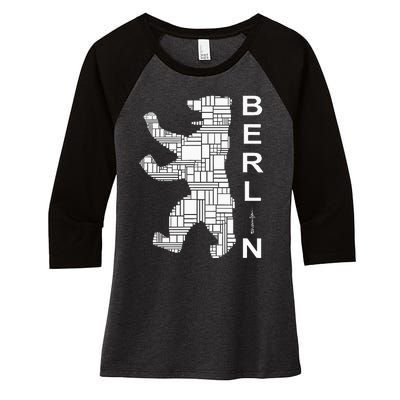 Berlin Bear I Love Berlin Women's Tri-Blend 3/4-Sleeve Raglan Shirt