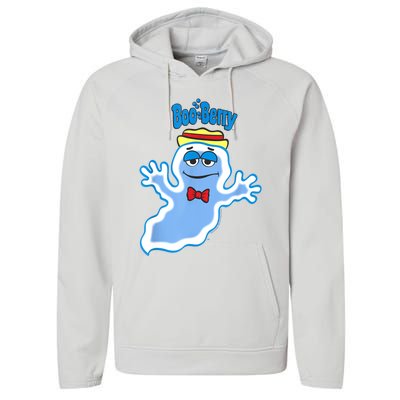 Boo Berry Iconic Blue Ghost Vintage Big Chest Portrait Performance Fleece Hoodie