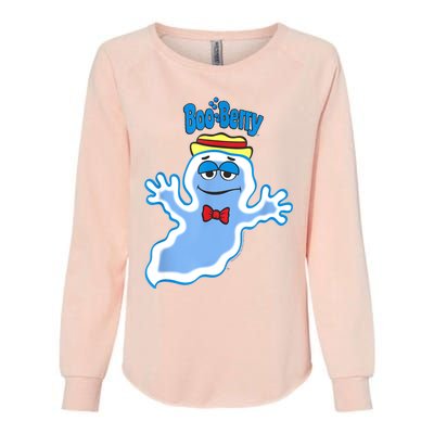 Boo Berry Iconic Blue Ghost Vintage Big Chest Portrait Womens California Wash Sweatshirt