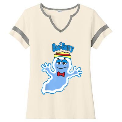 Boo Berry Iconic Blue Ghost Vintage Big Chest Portrait Ladies Halftime Notch Neck Tee