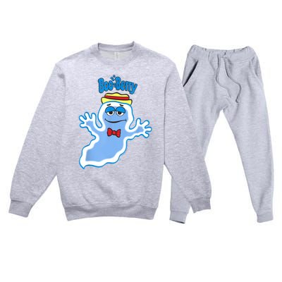 Boo Berry Iconic Blue Ghost Vintage Big Chest Portrait Premium Crewneck Sweatsuit Set