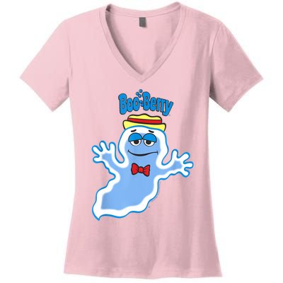 Boo Berry Iconic Blue Ghost Vintage Big Chest Portrait Women's V-Neck T-Shirt