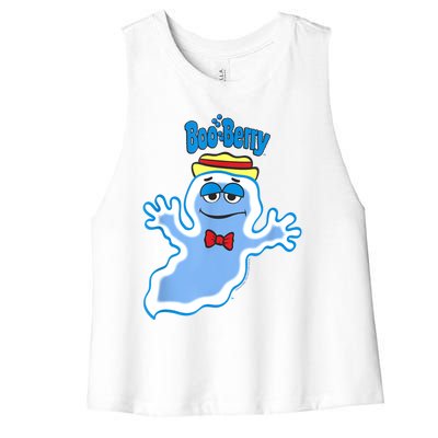 Boo Berry Iconic Blue Ghost Vintage Big Chest Portrait Women's Racerback Cropped Tank