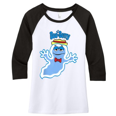 Boo Berry Iconic Blue Ghost Vintage Big Chest Portrait Women's Tri-Blend 3/4-Sleeve Raglan Shirt