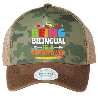 Being Bilingual Is A Superpower Back To School Legacy Tie Dye Trucker Hat