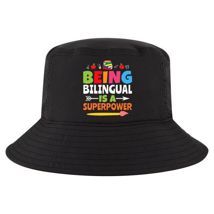 Being Bilingual Is A Superpower Back To School Cool Comfort Performance Bucket Hat