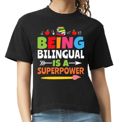 Being Bilingual Is A Superpower Back To School Comfort Colors Boxy T-Shirt