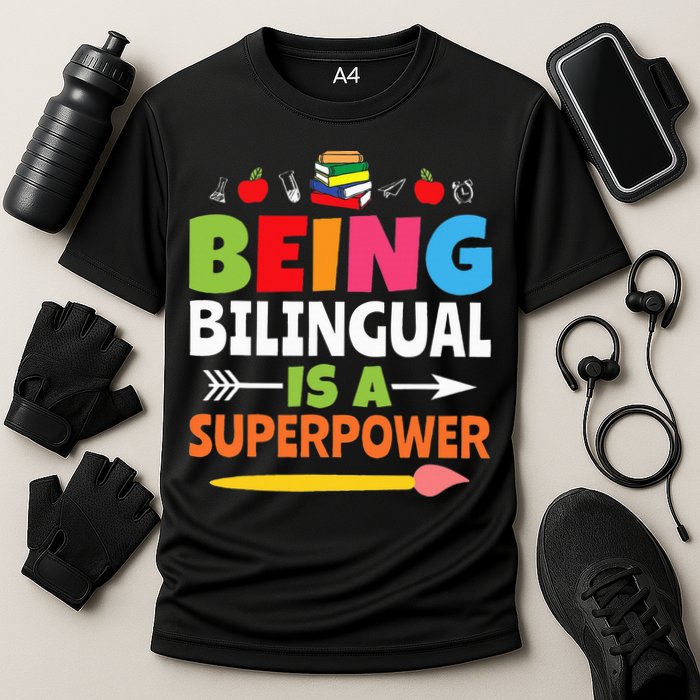 Being Bilingual Is A Superpower Back To School Cooling Performance Crew T-Shirt