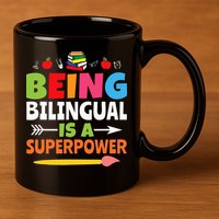 Being Bilingual Is A Superpower Back To School 11oz C Handle Ceramic Mug