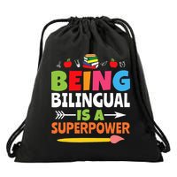 Being Bilingual Is A Superpower Back To School Drawstring Bag